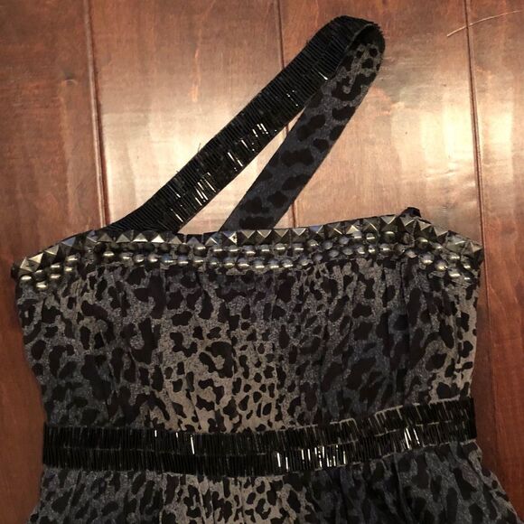 Cheetah print multi shoulder chiffon dress - Picture 4 of 13